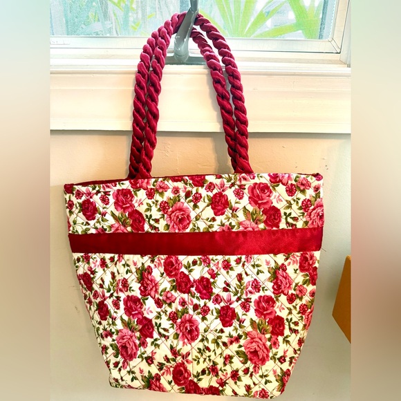 Floral Red Tote Bag - Picture 3 of 8